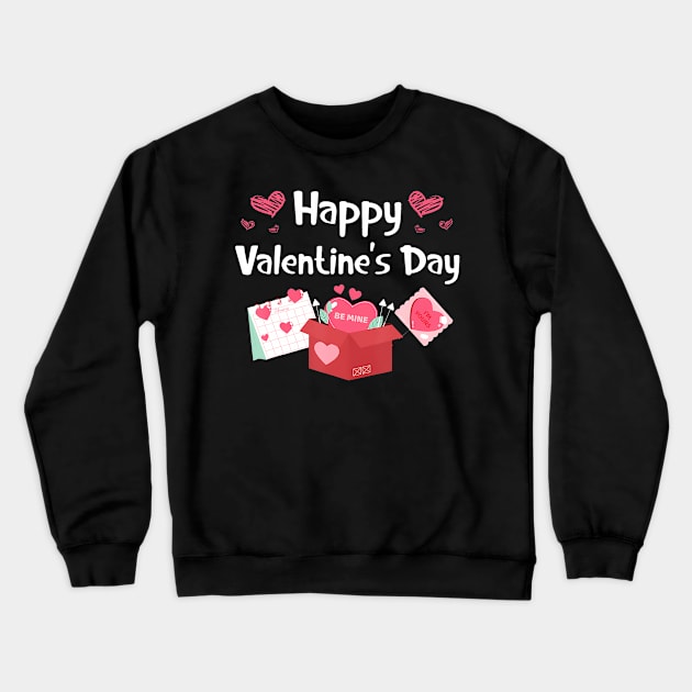 Happy Valentines Day Be Mine Cute Hearts VDay Pajama Crewneck Sweatshirt by deptrai0023